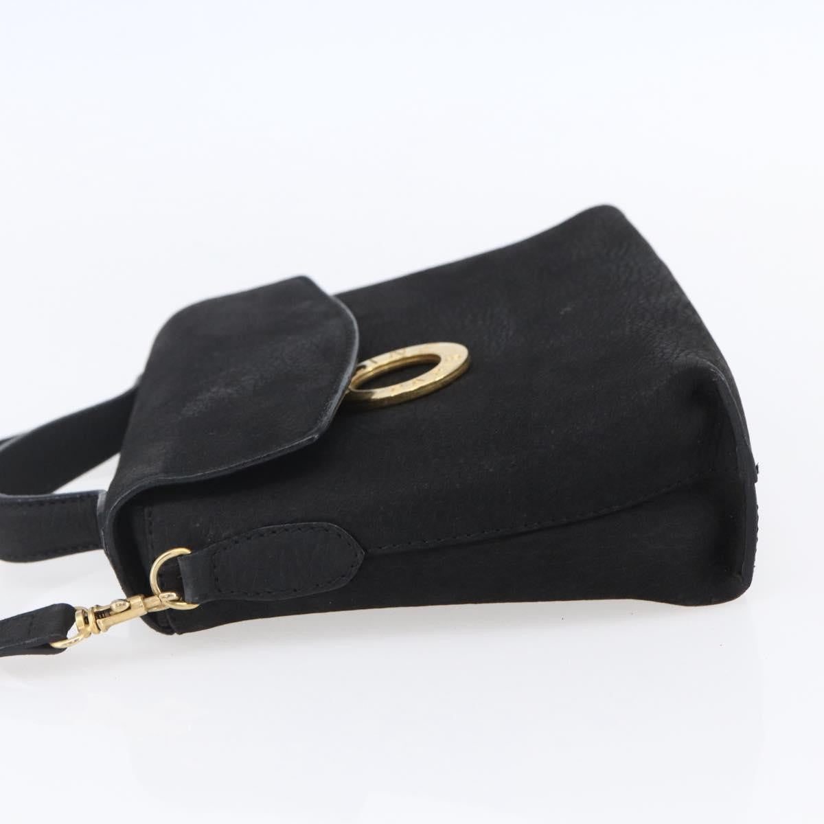 Celine Circle Logo Shoulder Bag Leather Black Leather Shoulder Bag Bag (Pre-Owned)