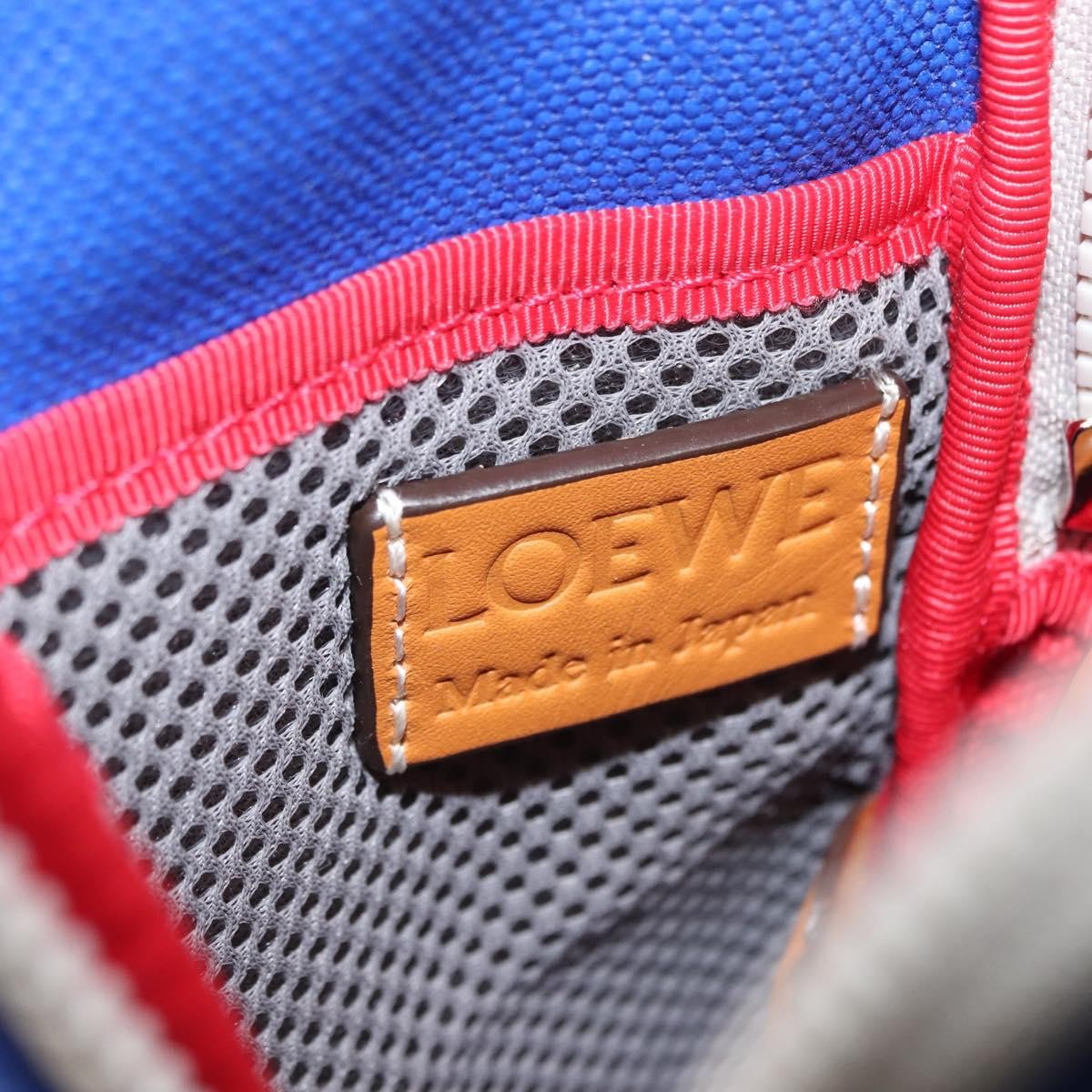 Loewe Eye/Loewe/Nature Zip Neck Pouch Canvas With Applique Blue Canvas Clutche & Pouche Bag (Pre-Owned)