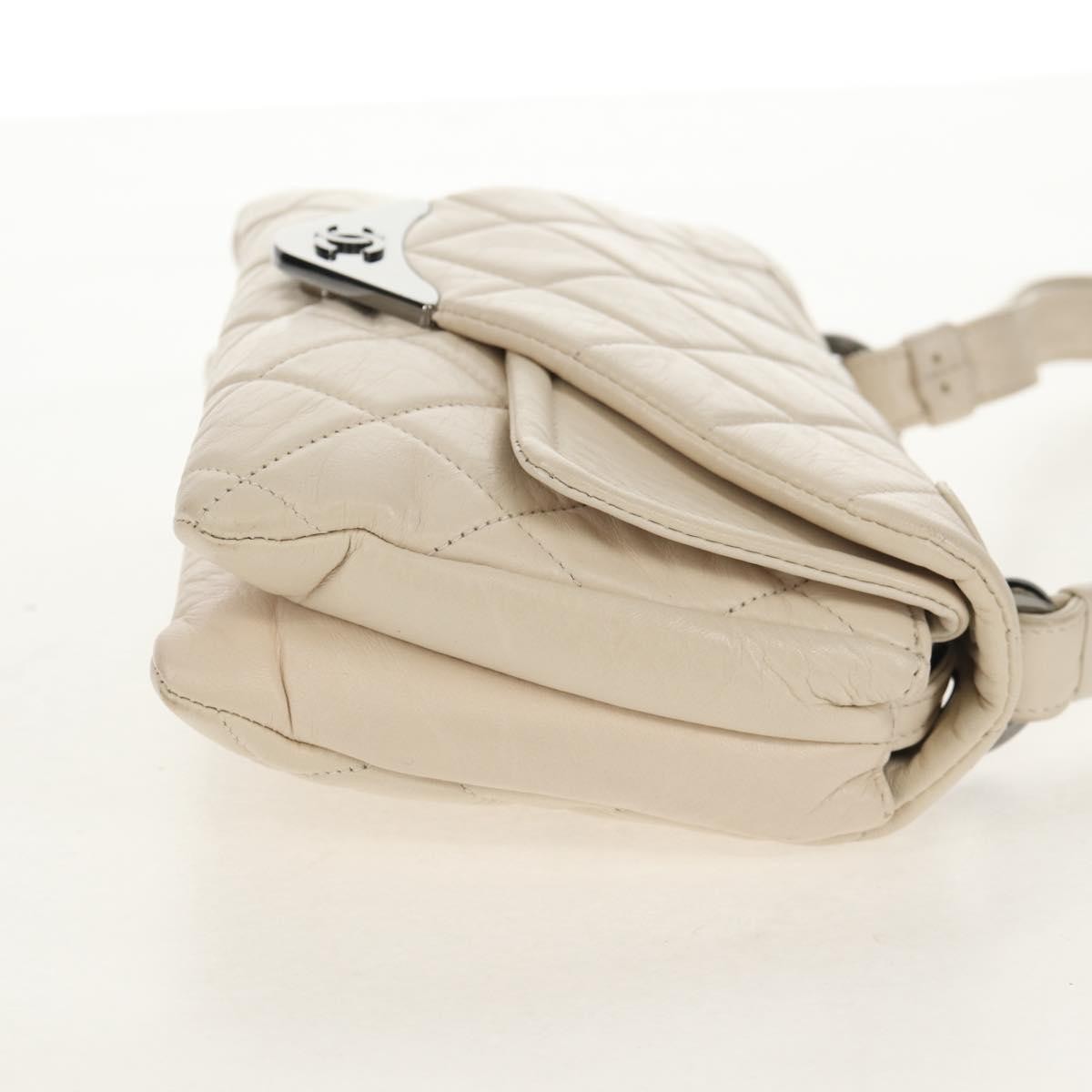 Chanel Padded Envelope Flap Bag Quilted Aged Calfskin White Leather Shoulder Bag Bag (Pre-Owned)