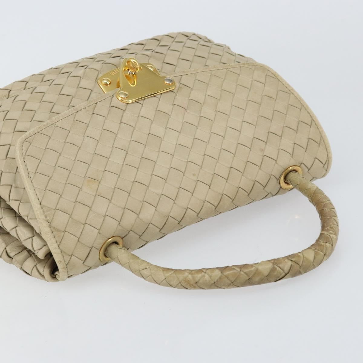 Bottega Veneta Intrecciato Handbag Leather Beige Leather Handbag (Pre-Owned)