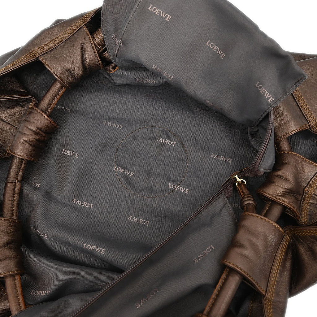 Loewe Anagram Logo Nappa Aire Hand Bag Leather Brown Leather Handbag (Pre-Owned)