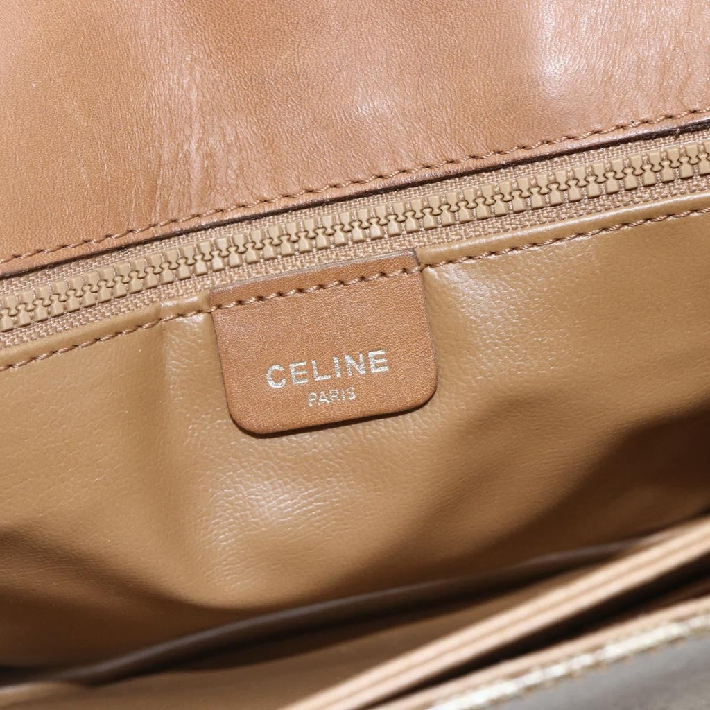 Celine Vintage Macadam Shoulder Bag Canvas And Leather Beige Canvas Shoulder Bag Bag (Pre-Owned)