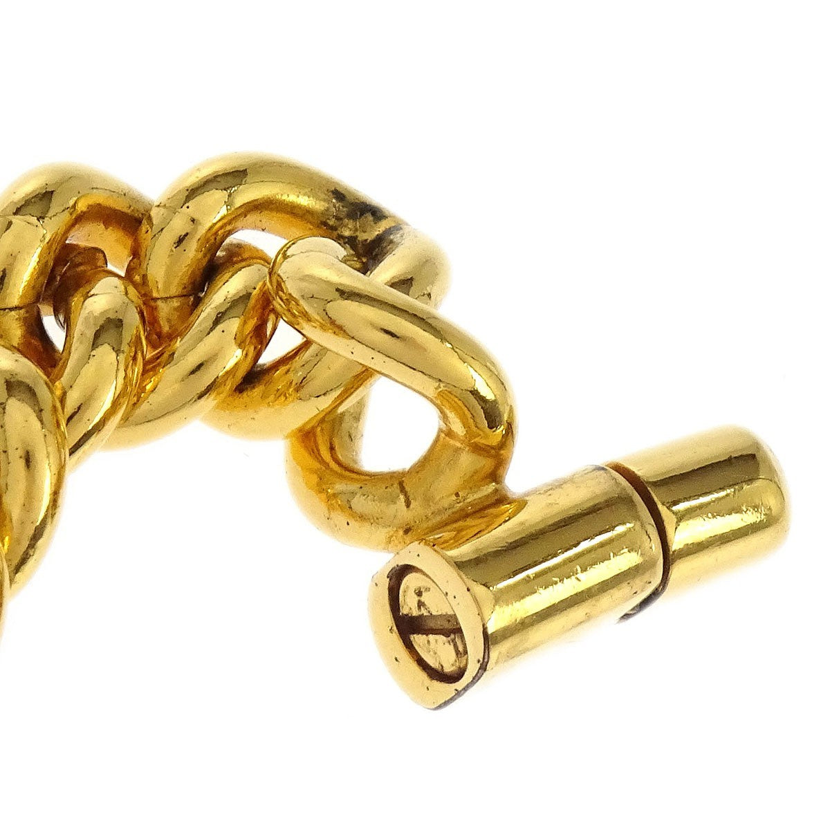 Chanel Vintage Cc Turnlock Chain Bracelet Metal Gold Gold_Plated Bracelet Jewelry (Pre-Owned)