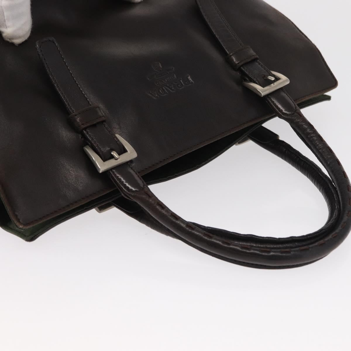 Prada Vintage Tote Tessuto With Leather Brown Nylon Tote Bag Bag (Pre-Owned)