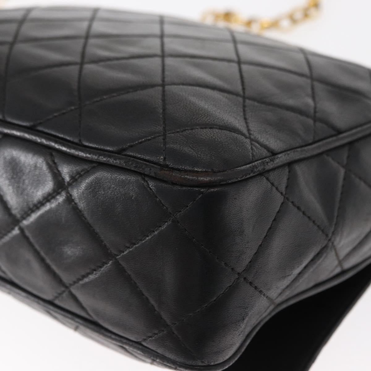 Chanel Cc Chain & Tassel Front Pocket Camera Bag Quilted Lambskin Black Leather Shoulder Bag Bag (Pre-Owned)