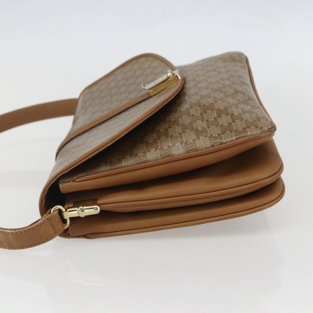 Celine Vintage Macadam Shoulder Bag Canvas And Leather Beige Canvas Shoulder Bag Bag (Pre-Owned)