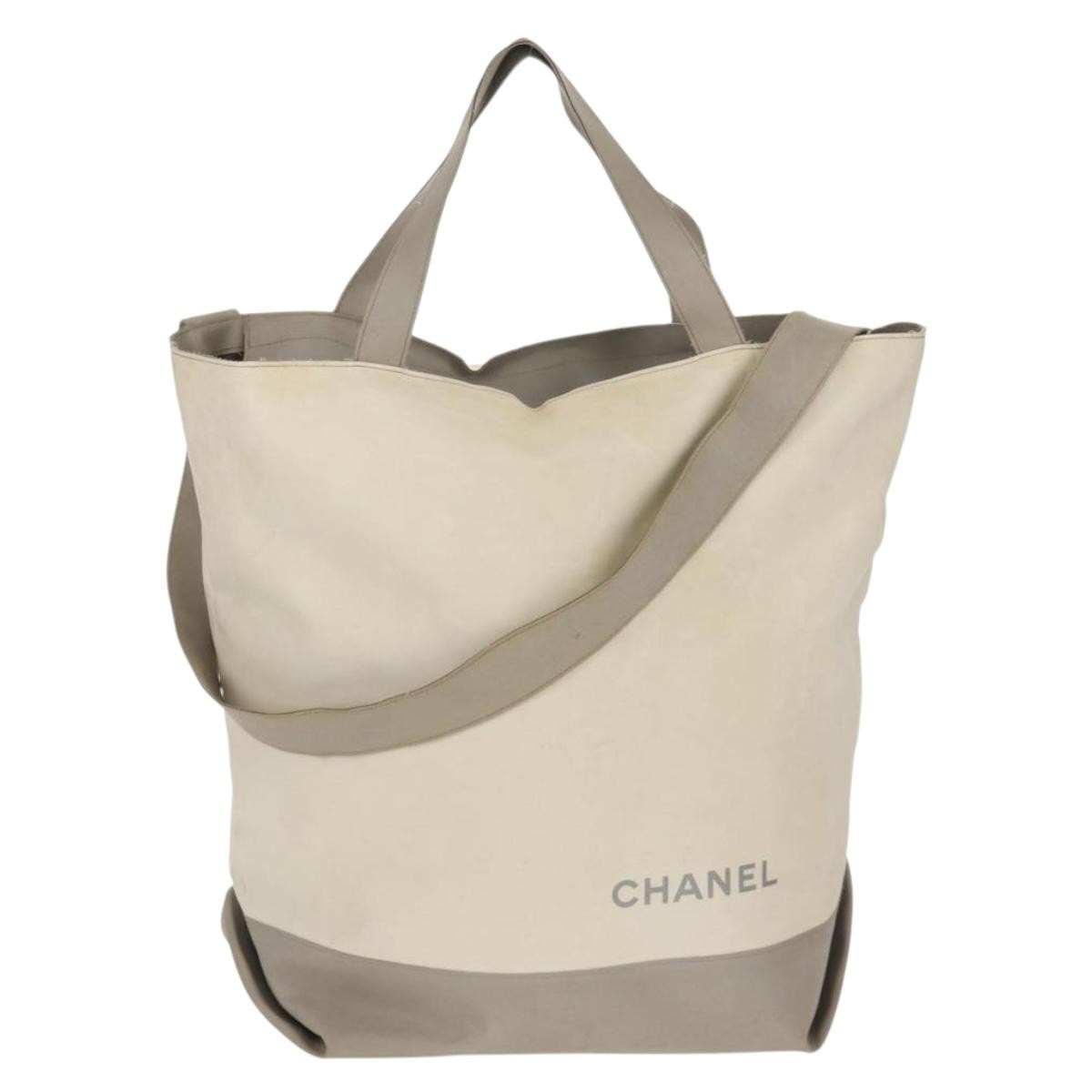 Chanel Sport Tote Nylon Gray Nylon Tote Bag Bag (Pre-Owned)