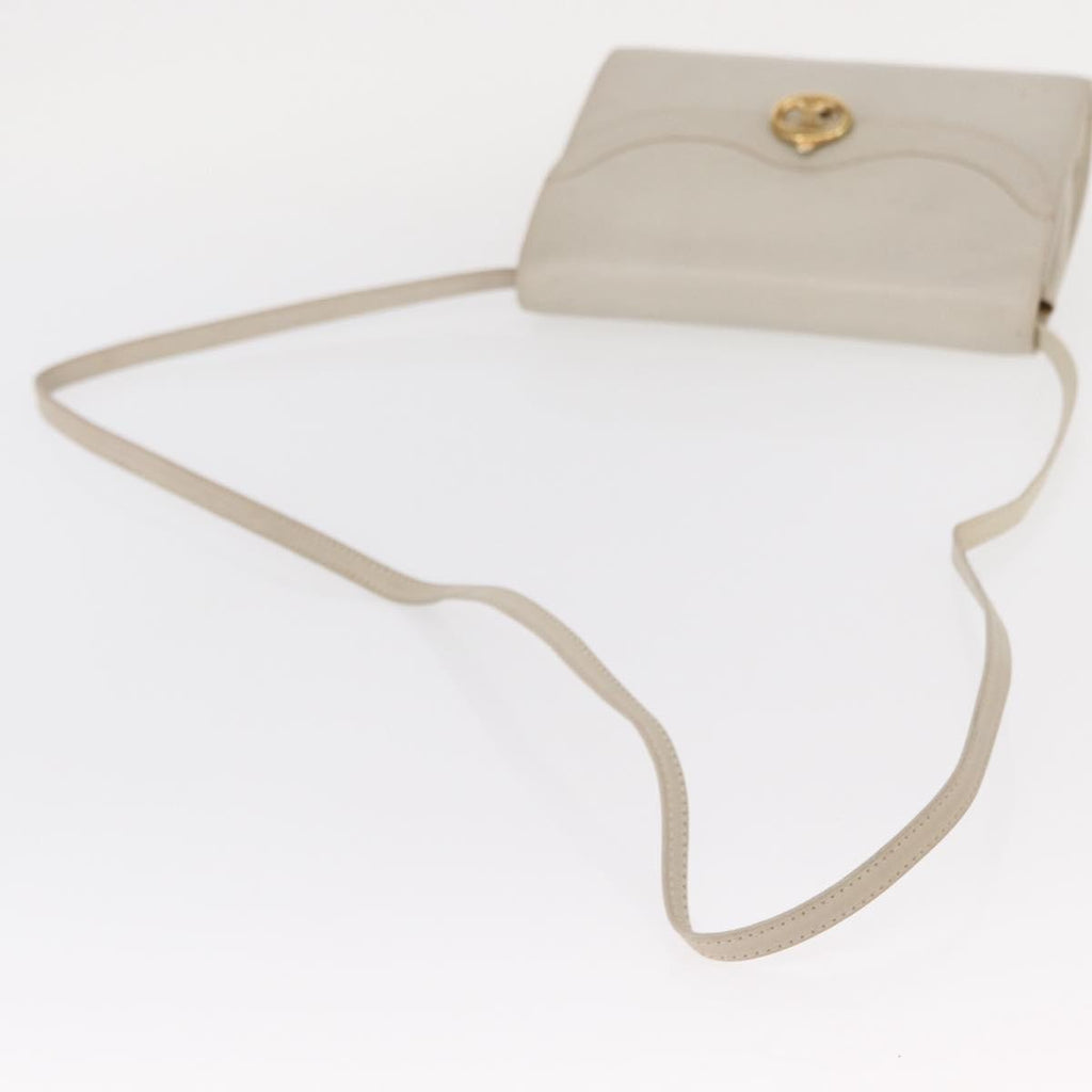 Celine Vintage Shoulder Bag Leather Ecru Leather Shoulder Bag Bag (Pre-Owned)