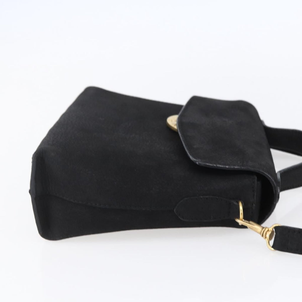 Celine Circle Logo Shoulder Bag Leather Black Leather Shoulder Bag Bag (Pre-Owned)