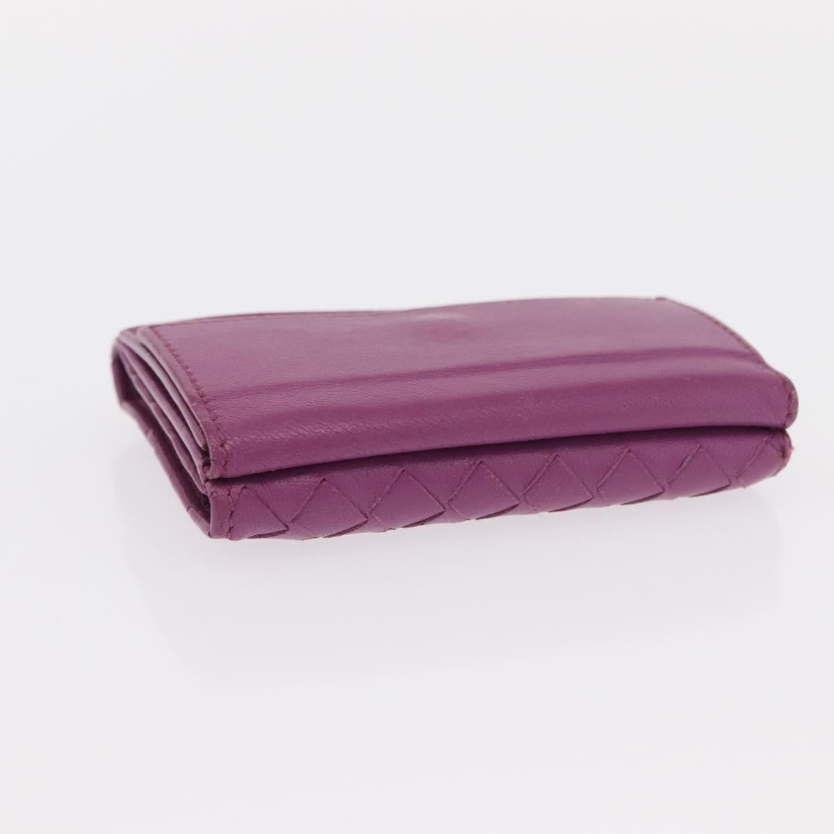Bottega Veneta Trifold Wallet Intrecciato Leather Purple Leather Wallets Accessory (Pre-Owned)