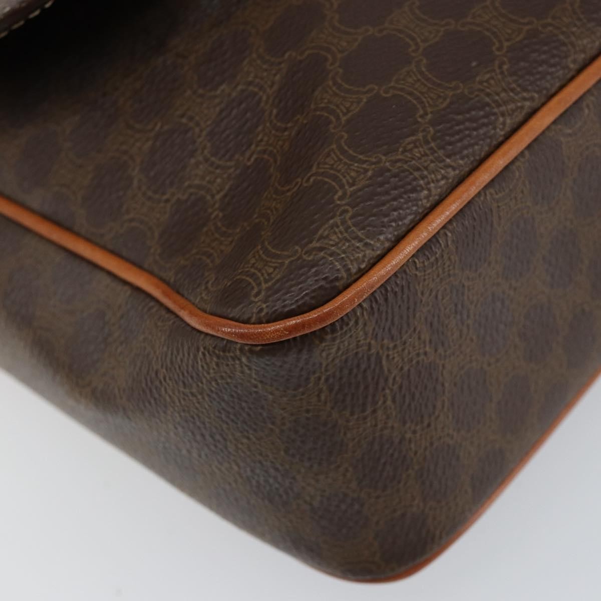 Celine Vintage Macadam Circle Logo Shoulder Bag Canvas And Leather Brown Canvas Shoulder Bag Bag (Pre-Owned)