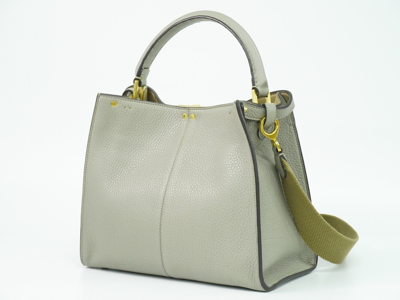 Fendi Peekaboo X-Lite Bag Leather Gray Leather Shoulder Bag Bag (Pre-Owned)