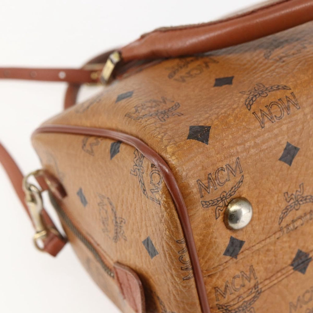 MCM Visetos Logogramme Handbag Canvas And Leather Brown Pvc Handbag (Pre-Owned)