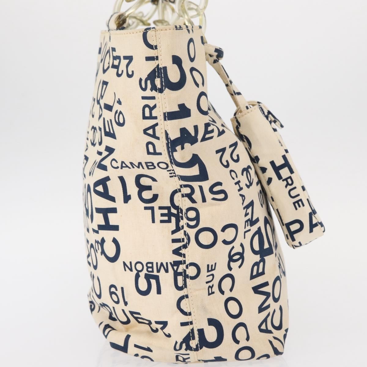 Chanel 31 Rue Cambon Beach Zip Tote Printed Canvas Navy Canvas Tote Bag Bag (Pre-Owned)