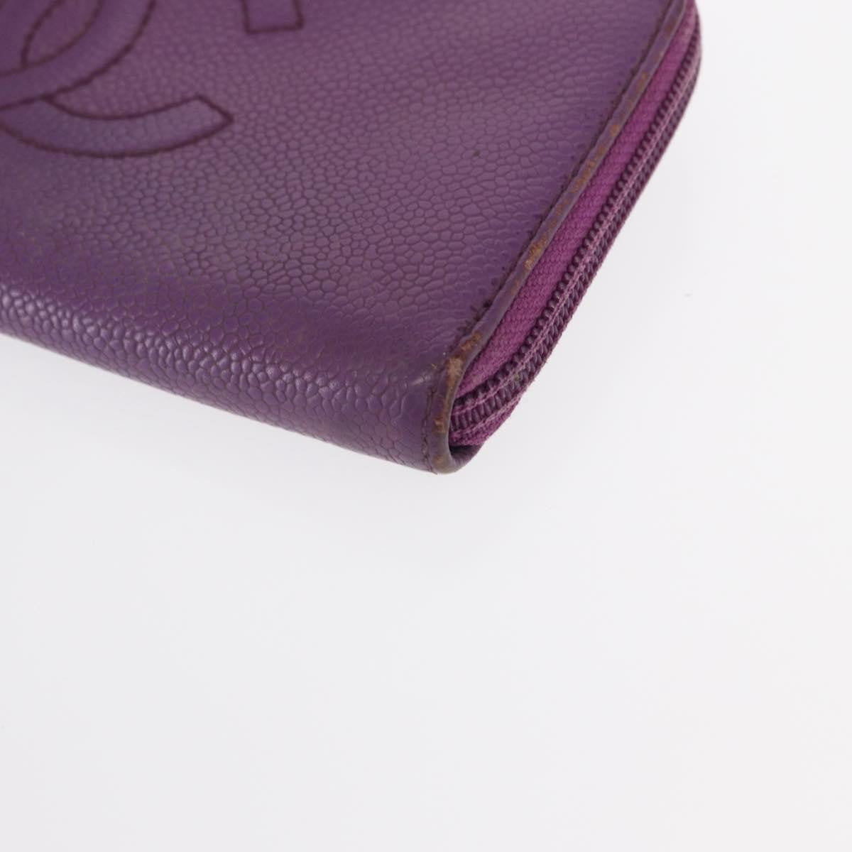 Chanel Timeless Cc Zipped Wallet Caviar Purple Leather Wallets Accessory (Pre-Owned)