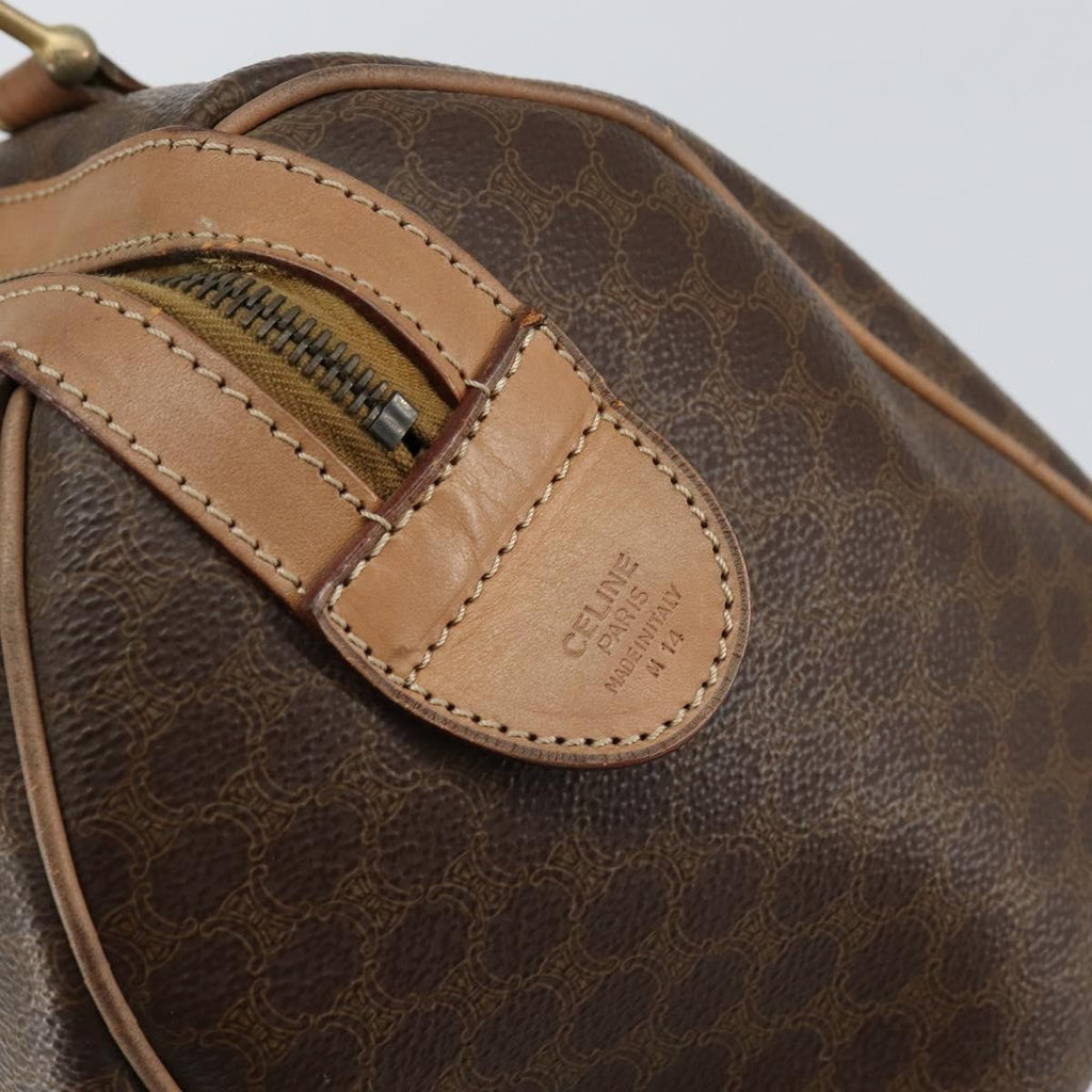 Celine Vintage Macadam Boston Bag Canvas Brown Canvas Travel Bag Bag (Pre-Owned)