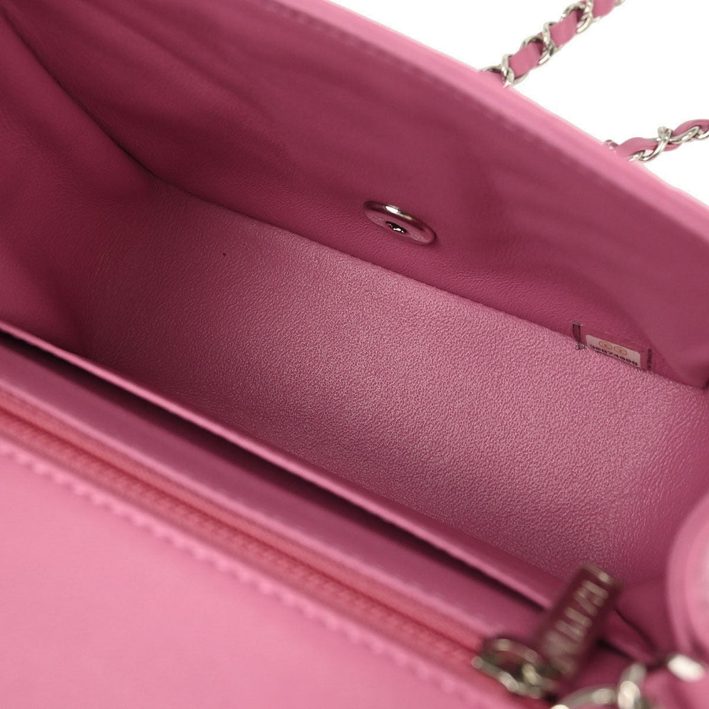 Chanel Square Classic Single Flap Bag Chevron Lambskin Pink Leather Shoulder Bag Bag (Pre-Owned)