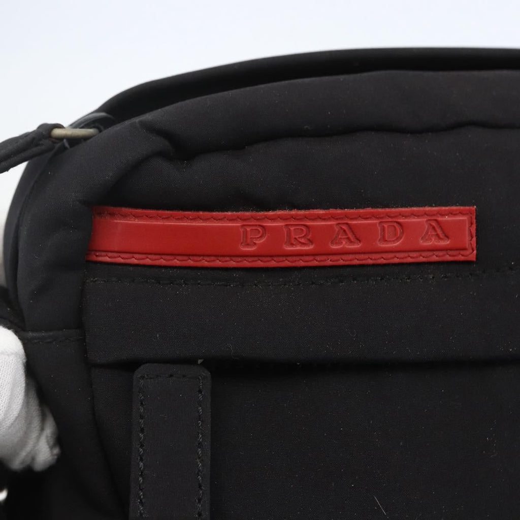 Prada Sport Zip Shoulder Bag Nylon Black Nylon Shoulder Bag Bag (Pre-Owned)