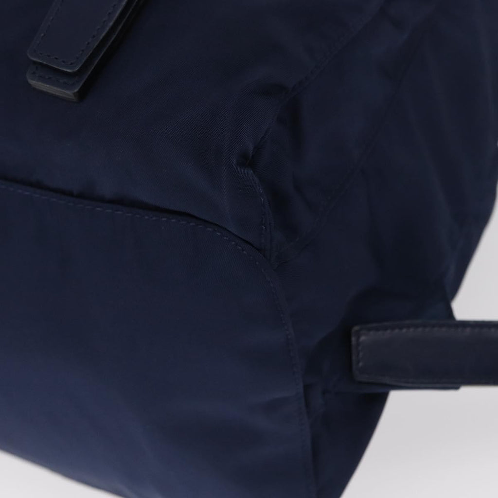 Prada Vela Double Front Pocket Backpack Tessuto With Saffiano Leather Blue Nylon Backpack Bag (Pre-Owned)