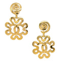 Chanel Vintage Cc Flower Cutout Round Clip-On Earrings Metal Gold Gold_Plated Earrings Jewelry (Pre-Owned)