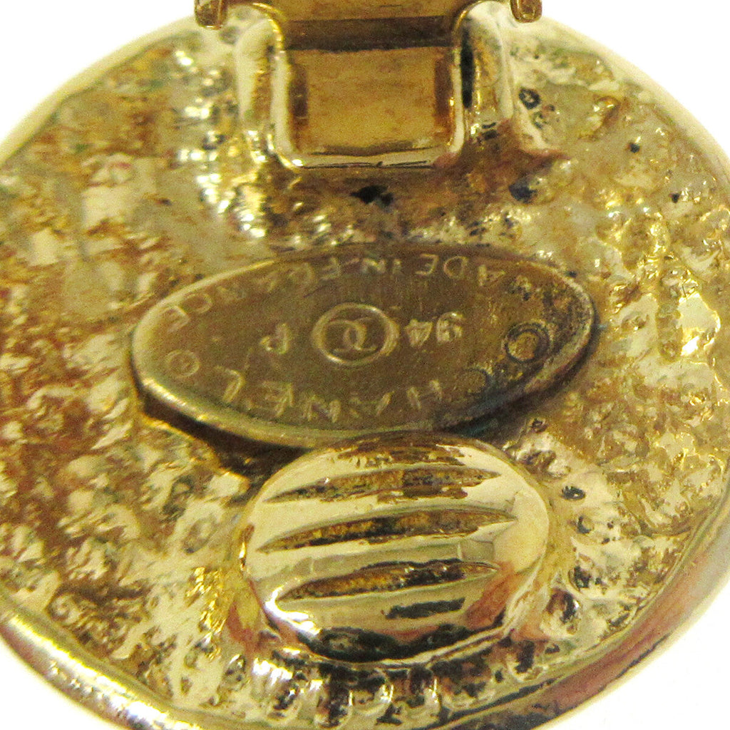 Chanel Vintage Cc Round Clip-On Earrings Metal Gold Gold_Plated Earrings Jewelry (Pre-Owned)