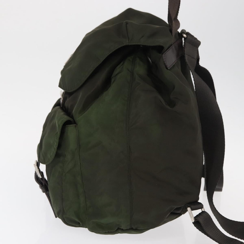 Prada Double Front Pocket Backpack Tessuto Khaki Nylon Backpack Bag (Pre-Owned)