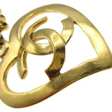 Chanel Cc Heart Pendant Necklace Metal Gold Gold_Plated Necklace Jewelry (Pre-Owned)